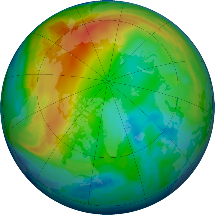 Arctic ozone map for 11 December 1984